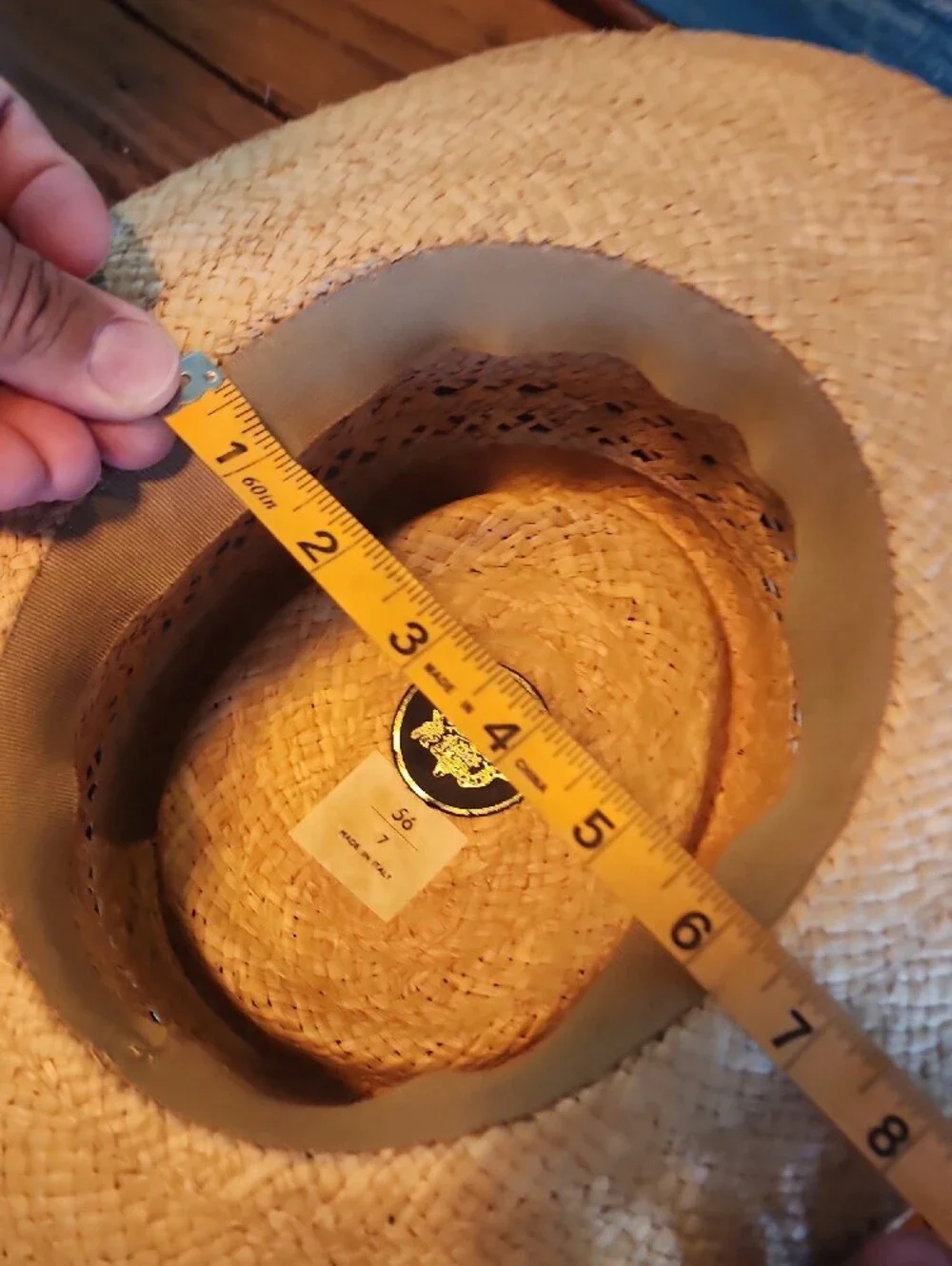 Stetson Natural Straw Boater Hat with Brown-Orange Band Vintage